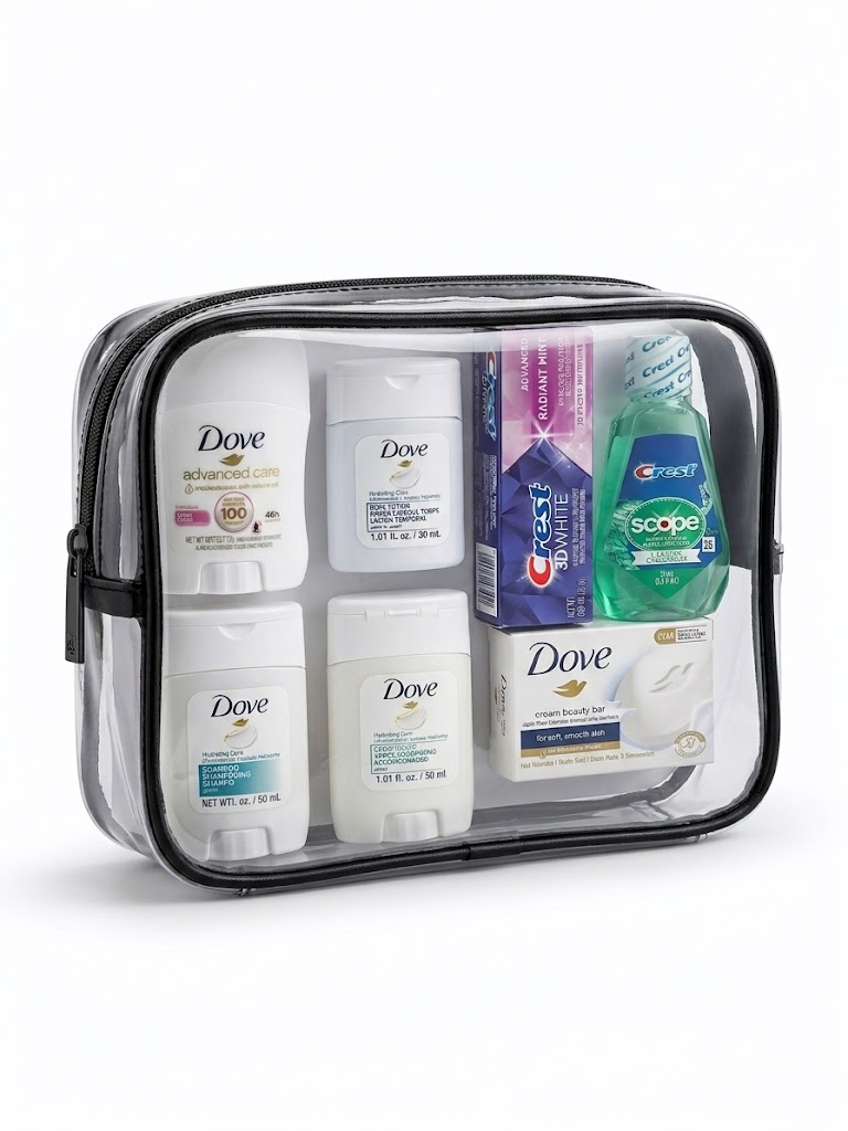Lucky2Sell travel bag with contents arranged beside it